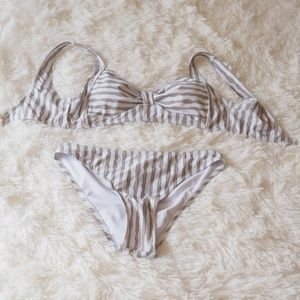Cupshe Believe in Miracles Grey Striped Bikini set